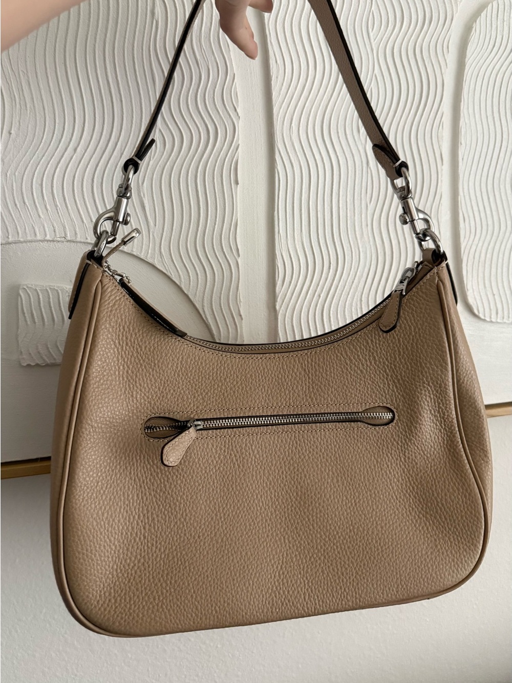 Coach Teri Hobo Pebbled Leather Shoulder Bag in Taupe - Picture 2 of 6